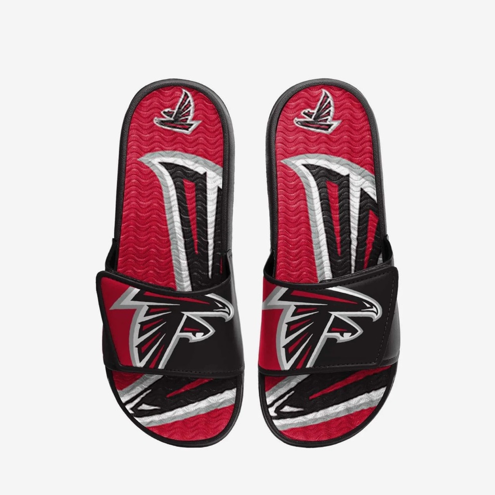 Atlanta Falcons Colorblock Big Logo Gel Slides (Men’s Medium 9-10)